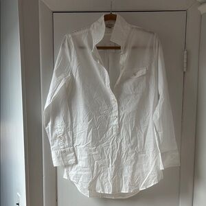 J crew Classic White 3/4 Button-Up cover up shirt